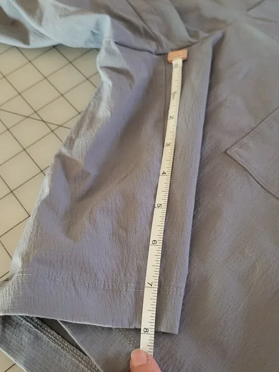 Athleta | Nylon-spandex zip-pocket shorts | Dusty Blue/Gray | Size 12 - Picture 9 of 11